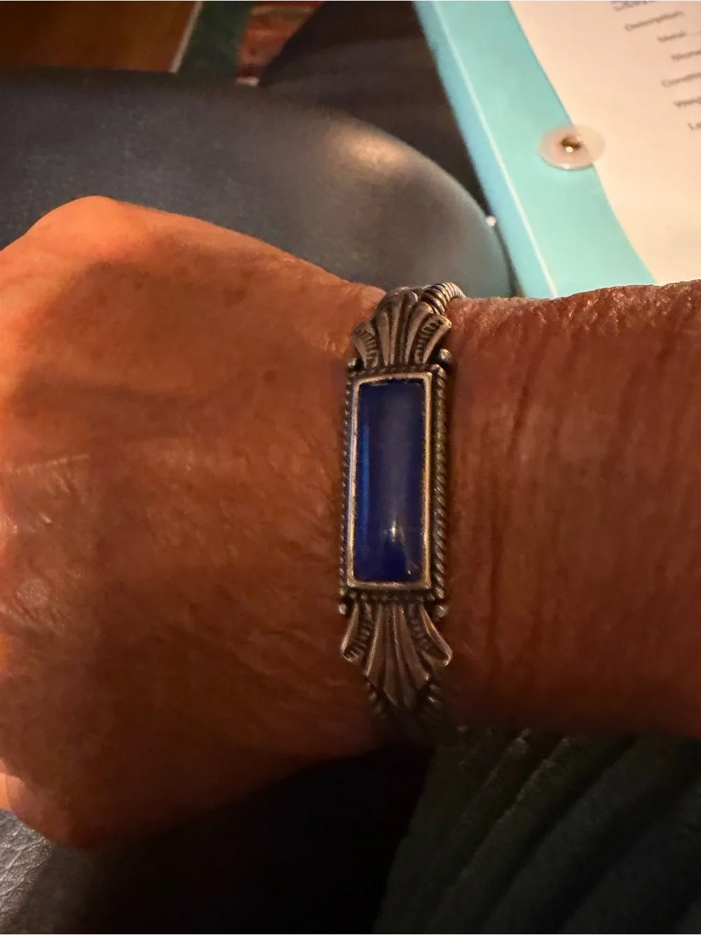 Carolyn Pollack Silver Bracelet with Lapis Blue Stone